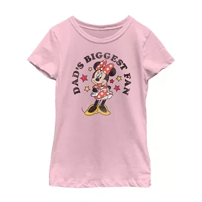 Fifth Sun Little & Big Kid Girls Crew Neck Short Sleeve Regular Fit Minnie Mouse Graphic T-shirt In Pink