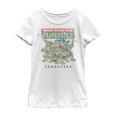 Fifth Sun Little & Big Kid Girls Crew Neck Short Sleeve Regular Fit Teenage Mutant Ninja Turtles Graphic T-shi In White