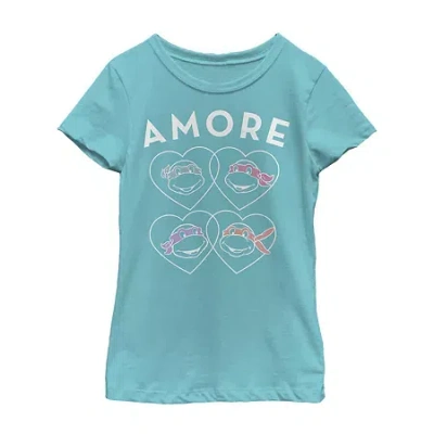 Fifth Sun Little & Big Kid Girls Crew Neck Short Sleeve Regular Fit Teenage Mutant Ninja Turtles Graphic T-shi In Blue