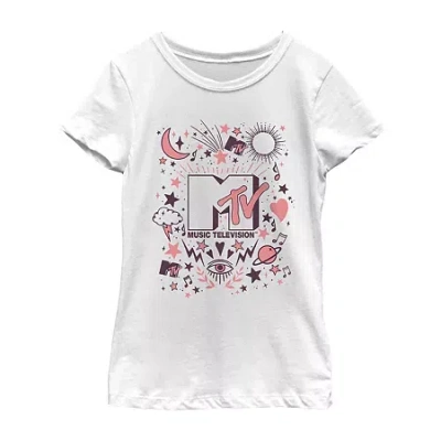 Fifth Sun Big Kid Girls Round Neck Short Sleeve Regular Fit Mtv Graphic T-shirt In White