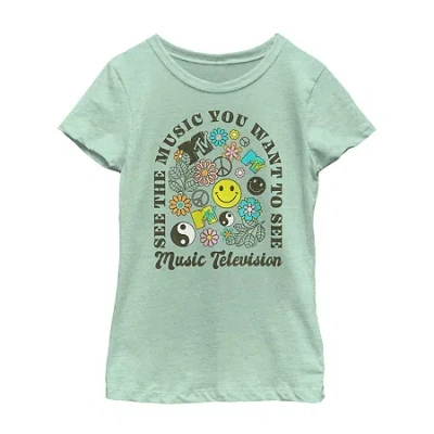 Fifth Sun Big Kid Girls Round Neck Short Sleeve Regular Fit Mtv Graphic T-shirt In Green