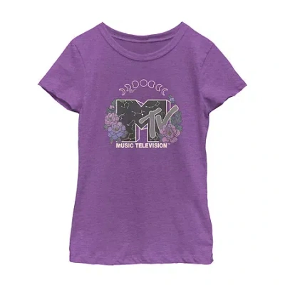 Fifth Sun Big Kid Girls Round Neck Short Sleeve Regular Fit Mtv Graphic T-shirt In Purple