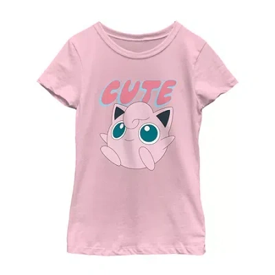 Fifth Sun Little & Big Kid Girls Round Neck Short Sleeve Regular Fit Pokeman Graphic T-shirt In Pink
