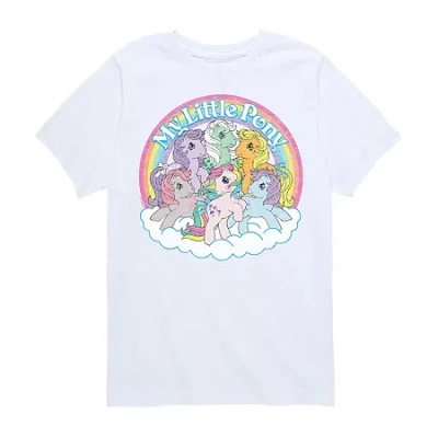 Air Waves Rainbow Group Big Kid Girls Crew Neck Short Sleeve My Little Pony T-shirt In White