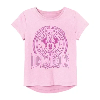 Freeze Little & Big Kid Girls Round Neck Short Sleeve Regular Fit Minnie Mouse Graphic T-shirt In Pink