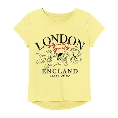 Freeze Little & Big Kid Girls Round Neck Short Sleeve Regular Fit 101 Dalmatians Graphic T-shirt In Yellow