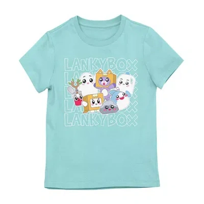 Bioworld Little & Big Kid Girls Round Neck Short Sleeve Regular Fit Lankybox Graphic T-shirt In Blue