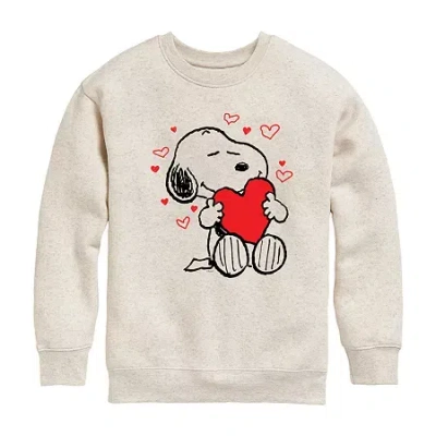 Air Waves Snoopy Hearts Big Kid Girls Crew Neck Long Sleeve Peanuts Sweatshirt In Neutral