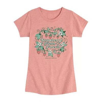 Air Waves Strawberry Fields Big Kid Girls Crew Neck Short Sleeve The Beatles T-shirt In Green