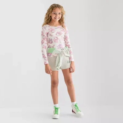 Hybrid Tees Little & Big Kid Girls Crew Neck Long Sleeve Americana Hello Kitty T-shirt In Pink