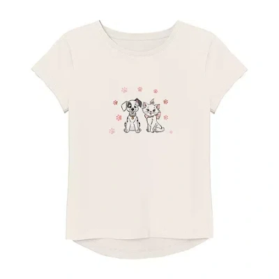 Freeze Disney Cats & Dogs Little & Big Kid Girls Crew Neck Short Sleeve Regular Fit Graphic T-shirt In Neutral