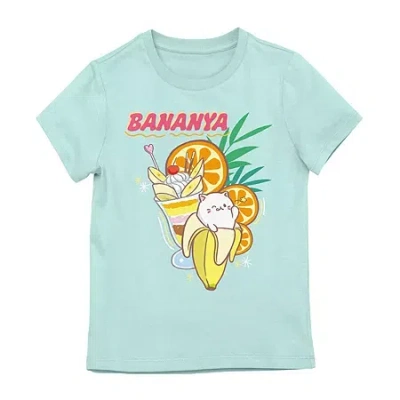 Bioworld Bananya Little & Big Kid Girls Crew Neck Short Sleeve Regular Fit Graphic T-shirt In Green