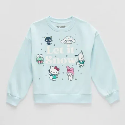 Hybrid Tees Little & Big Kid Girls Crew Neck Fleece Long Sleeve Hello Kitty Sweatshirt In Blue