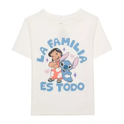 Hybrid Tees Little & Big Kid Girls Crew Neck Short Sleeve Regular Fit Lilo & Stitch Graphic T-shirt In White