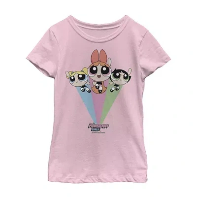 Fifth Sun Little & Big Kid Girls Crew Neck Short Sleeve Slim Fit Powerpuff Girls Graphic T-shirt In Pink
