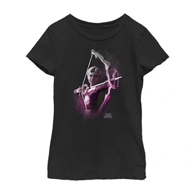 Fifth Sun Omega Bow Little & Big Kid Girls Crew Neck Short Sleeve Slim Fit Star Wars Graphic T-shirt In Blue