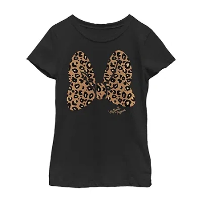 Fifth Sun Little & Big Kid Girls Crew Neck Short Sleeve Slim Fit Minnie Mouse Graphic T-shirt In Black