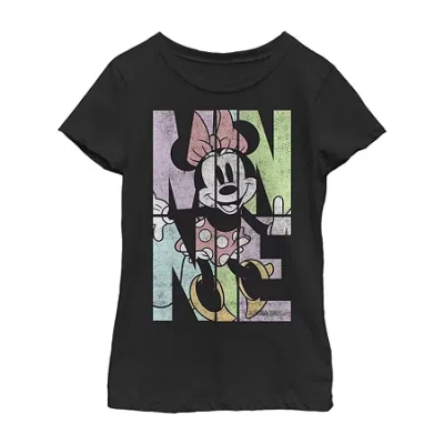 Fifth Sun Little & Big Kid Girls Crew Neck Short Sleeve Slim Fit Mickey And Friends Mickey Mouse Graphic T-shi In Black