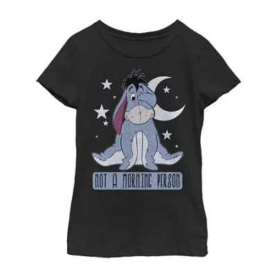 Fifth Sun Disney Little & Big Kid Girls Crew Neck Short Sleeve Slim Fit Eeyore Winnie The Pooh Graphic T-shirt In Black