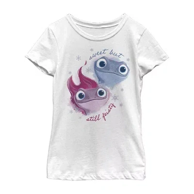 Fifth Sun Bruni Little & Big Kid Girls Crew Neck Short Sleeve Slim Fit Frozen Graphic T-shirt In White