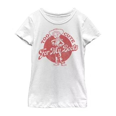 Fifth Sun Little & Big Kid Girls Crew Neck Short Sleeve Slim Fit Toy Story Graphic T-shirt In White