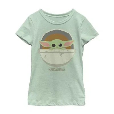 Fifth Sun The Child Bassinet Little & Big Kid Girls Crew Neck Short Sleeve Slim Fit Star Wars Graphic T-shirt In Green