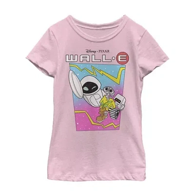 Fifth Sun Little & Big Kid Girls Crew Neck Short Sleeve Slim Fit Wall-e Graphic T-shirt In Pink