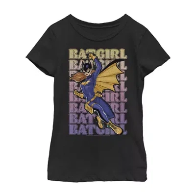 Fifth Sun Little & Big Kid Girls Crew Neck Short Sleeve Slim Fit Batgirl Dc Comics Graphic T-shirt In Black