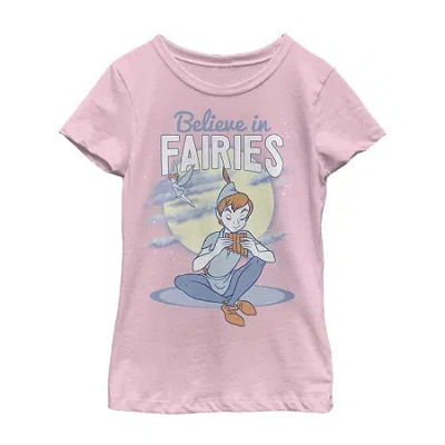 Fifth Sun Little & Big Kid Girls Crew Neck Short Sleeve Slim Fit Peter Pan Graphic T-shirt In Pink
