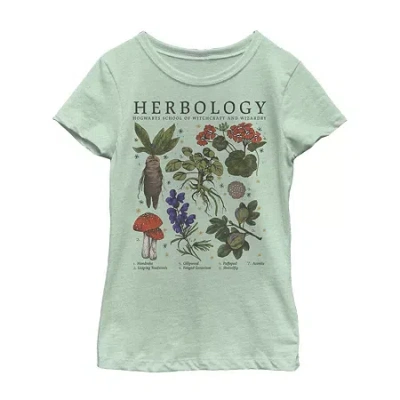 Fifth Sun Herbology Little & Big Kid Girls Crew Neck Short Sleeve Slim Fit Harry Potter Graphic T-shirt In Green