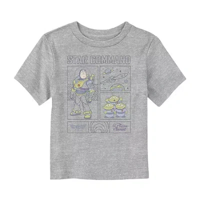 Disney Collection Buzz Lightyear Toddler Boys Crew Neck Short Sleeve Regular Fit Toy Story Graphic T-shirt In Gray
