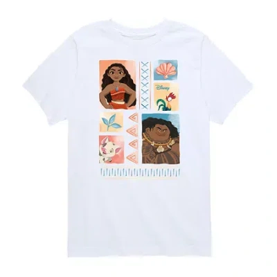 Disney Collection Little & Big Kid Girls Crew Neck Short Sleeve Regular Fit Princess Moana Graphic T-shirt In White