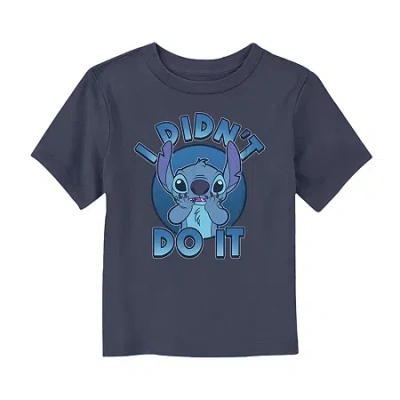 Disney Collection Toddler Boys Crew Neck Short Sleeve Regular Fit Lilo & Stitch Graphic T-shirt In Animal Print