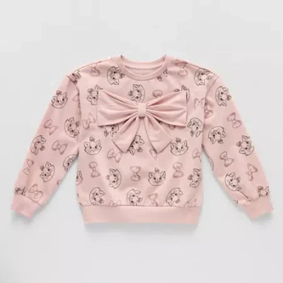 Disney Collection Little & Big Kid Girls Crew Neck Fleece Long Sleeve The Aristocats Sweatshirt In Pink