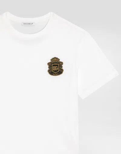 Dolce & Gabbana Jersey T-shirt With Dg Heraldic Patch In White