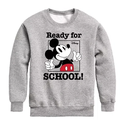 Disney Collection Little & Big Kid Boys Crew Neck Fleece Long Sleeve Mickey Mouse Sweatshirt In Black