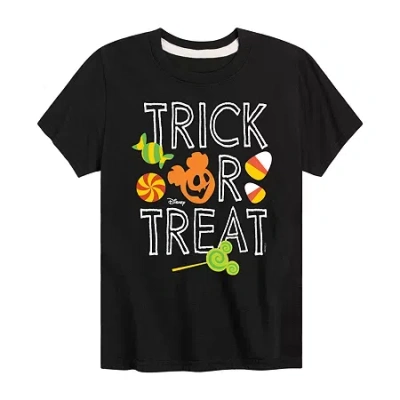 Disney Collection Little & Big Kid Unisex Crew Neck Short Sleeve Mickey Mouse Graphic T-shirt In Black