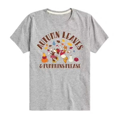 Disney Collection Little & Big Kid Girls Crew Neck Short Sleeve Minnie Mouse Graphic T-shirt In Gray