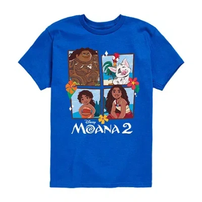 Disney Collection Little & Big Kid Boys Crew Neck Short Sleeve Moana Graphic T-shirt In Black