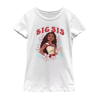 Disney Collection Little & Big Kid Girls Crew Neck Short Sleeve Moana Graphic T-shirt In White