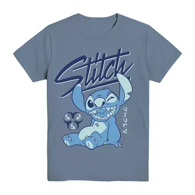 Mad Engine Little & Big Kid Boys Crew Neck Short Sleeve Regular Fit Lilo & Stitch Graphic T-shirt In Blue
