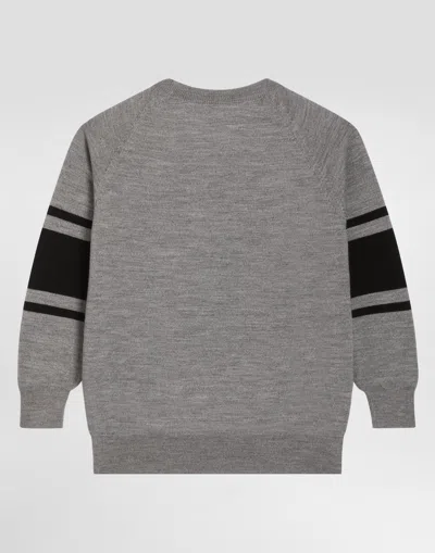 Dolce & Gabbana Smooth Wool Sweater In Gray