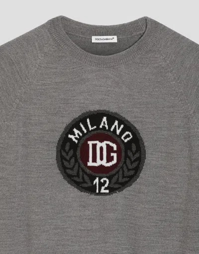 Dolce & Gabbana Smooth Wool Sweater In Gray