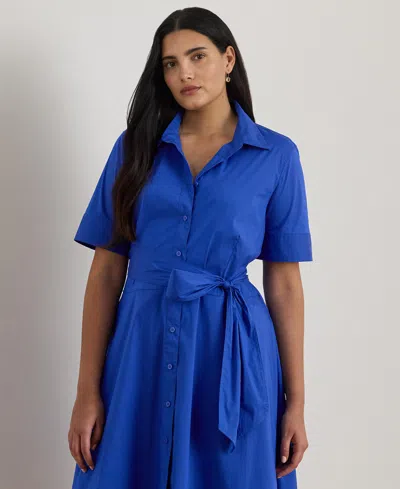 Ralph Lauren Plus Size Belted Point Collar Shirtdress