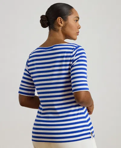 Ralph Lauren Plus Size Striped Boat Neck T-shirt