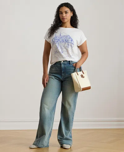 Ralph Lauren Plus Size Graphic Short-sleeve T-shirt In White
