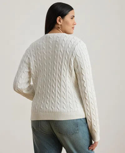 Ralph Lauren Plus Size Embroidered-crest Long-sleeve Sweater In White