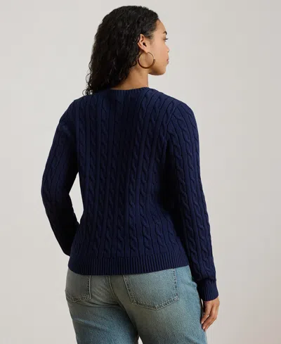 Ralph Lauren Plus Size Embroidered Crest Sweater In Blue