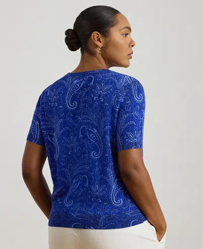 Ralph Lauren Plus Size Paisley Short-sleeve Sweater In Multi