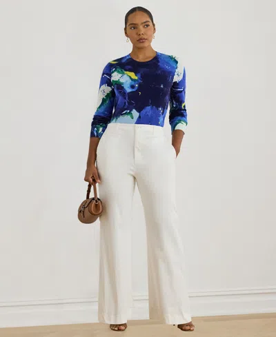 Ralph Lauren Plus Size Abstract-motif Long-sleeve Sweater In Multi